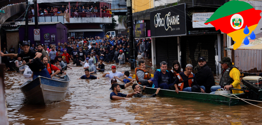 Pessoas sendo resgatadas das enchentes